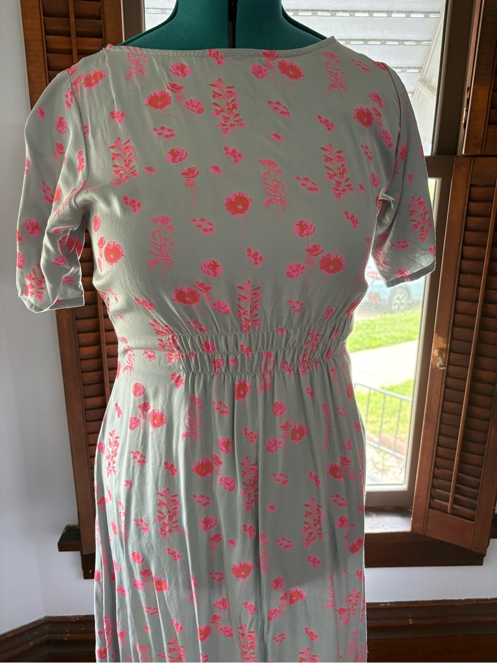 Mata Traders Slate Gray Maxi Dress with Neon Pink Floral Print